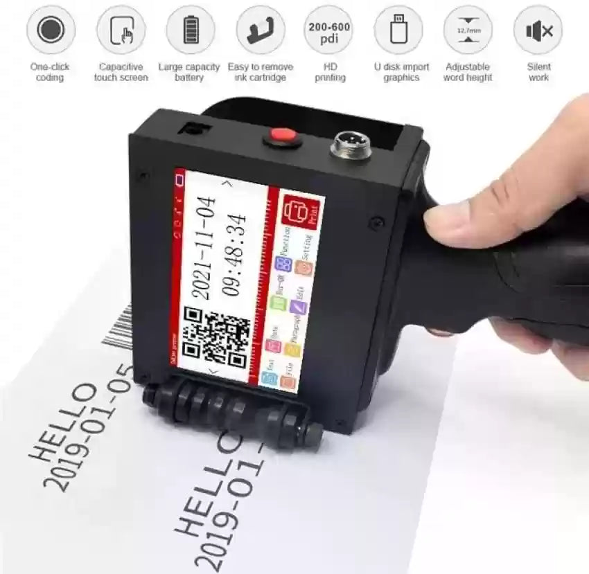 12.7mm Plastic Body with Solvent Based Cartridge Handheld Inkjet Printer
