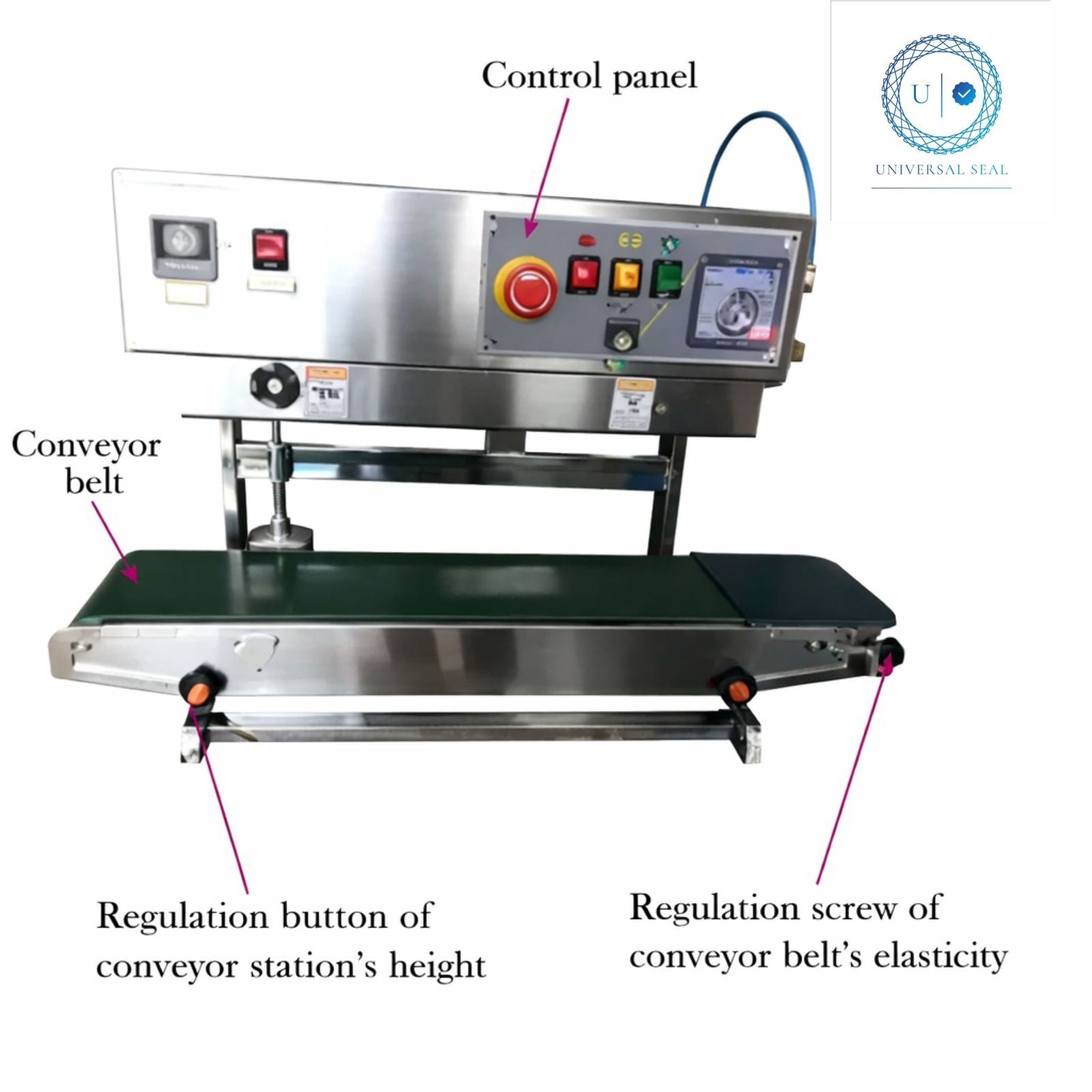 Heavy Duty 3 Kg SS Vertical Continuous Band Sealer with Nitrogen Flush 500W