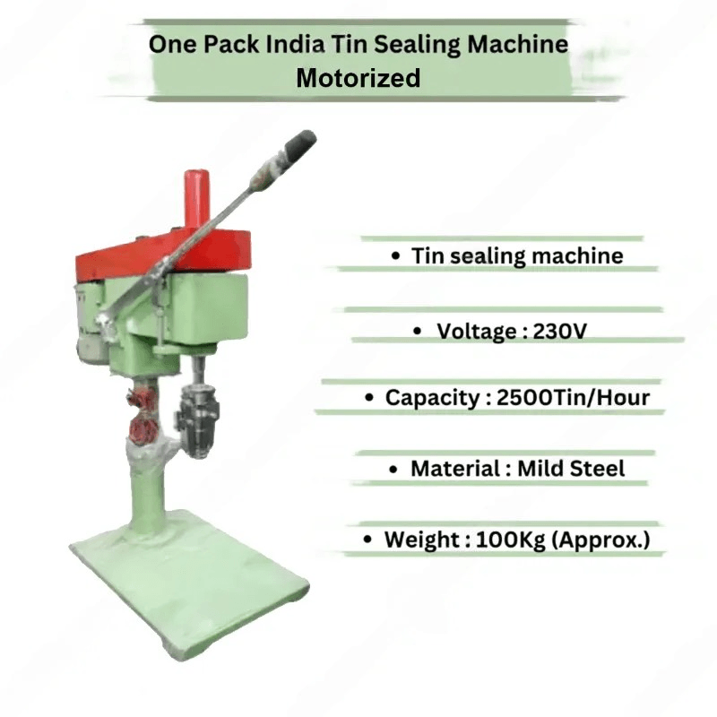 Motorized Tin Sealing Machine With 2500 Tins/Hour Capacity